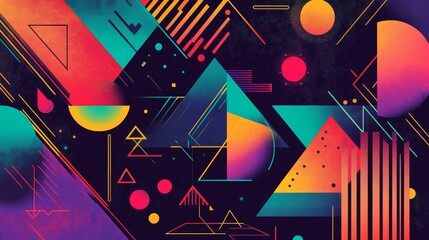 Poster - Vibrant Abstract Canvas with Geometric Shapes in Bold Colors