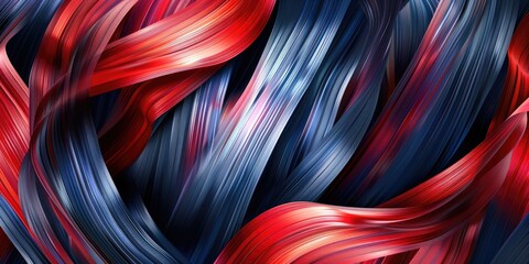 Poster - Abstract flowing waves with vibrant red and blue hues. Digital artwork of fabric pattern flowing with vibrant black and red gradient color. Motion shot of wave with red nd blue gradient color. AIG51.
