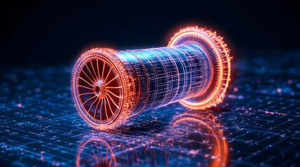 Aufkleber - Holographic engine design visualization technology lab 3d model digital environment close-up view