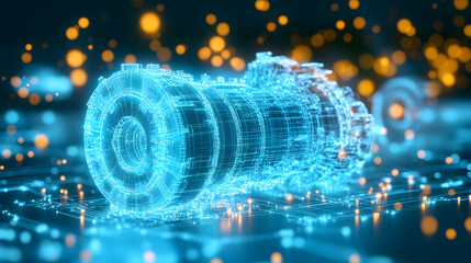 Aufkleber - 3d holographic engine design visualization in abstract digital environments