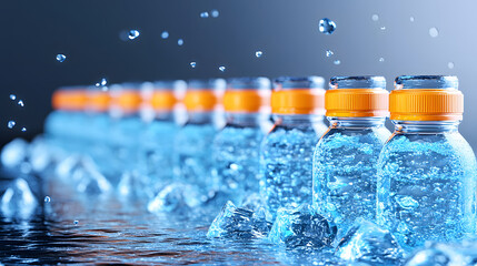 Aufkleber - Innovative water bottle manufacturing process trends industrial environment close-up view