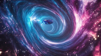 Wall Mural - Colorful Cosmic Voyage Through a Vibrant Space Wormhole