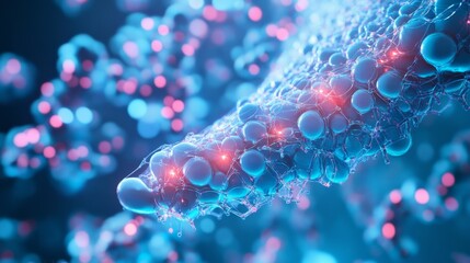 Poster - Abstract 3D Illustration of Peptides Forming a Molecular Mesh