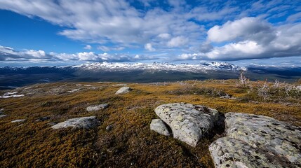 Poster - Expansive View of Rocky Mountains Under a Bright Blue Sky : Generative AI