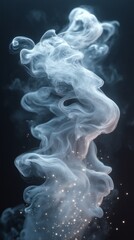 Poster - Soft swirls of smoke rise elegantly, their delicate forms curling and twisting as they reflect glimmers of light amidst a dark backdrop. A mesmerizing display of movement and texture
