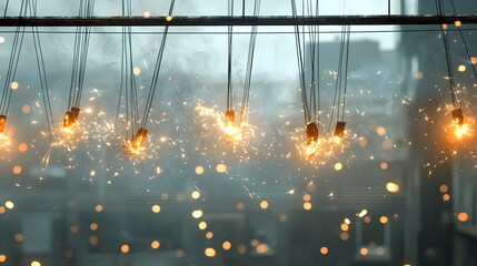 Aufkleber - Mesmerizing abstract art composition featuring a surreal display of glowing floating embers suspended mid air evoking a captivating and dreamlike atmosphere akin to a starry night sky