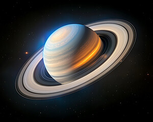 Wall Mural - Saturn rings captured from orbit, showcasing vibrant colors and details