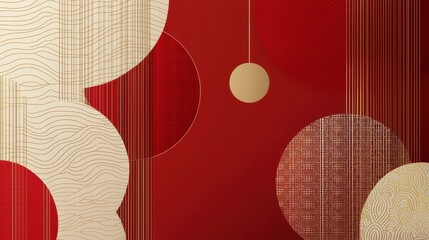 Poster - abstract geometric patterns: an abstract composition of layered circles and semi-circles in gold and