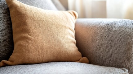 Poster - Warm and cozy throw pillow on a stylish modern sofa : Generative AI