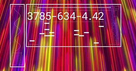 Poster - image of digital data processing over light trails