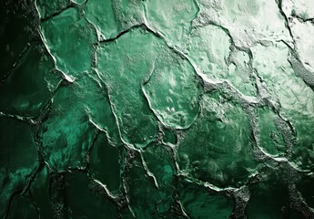 Poster - Abstract Textured Green Surface with Glossy Finish and Irregular Patterns Ideal for Backgrounds, Artistic Projects, and Architectural Designs
