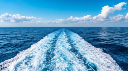 Poster - Vivid Ocean Waves Against a Clear Blue Sky Creating a Serene and Calming Seascape : Generative AI