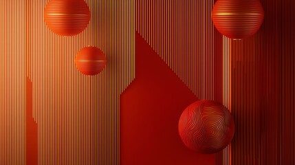 Poster - modern abstraction: an evocative abstract composition of vibrant orange spheres suspended against a 