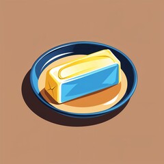 Poster - butter on plain brown background childish style illustration