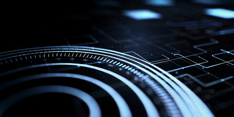 Futuristic Circuitry Interface with Glowing Blue Lines