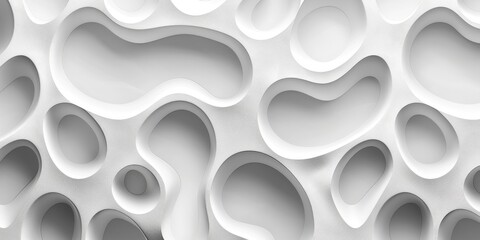 Fototapete - Abstract white organic structure with holes. Modern 3D texture design. Background image of 3D rendering white structure with hole. Abstract art of macrography of bone structure or wavy texture. AIG51.