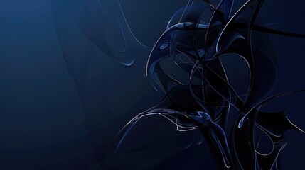 Poster - Abstract dark blue flowing curves. Background image of dark blue color with white abstract line. Digital art for modern and futuristic. Motion shot of white line movement at blue background. AIG51.