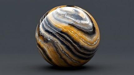 Poster - Elegant marble ball resting on a minimalist gray background showcasing natural patterns and smooth finish