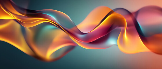 Poster - A vibrant and fluid wave of colors seamlessly blends shades of orange, purple, and blue, creating a dynamic abstract design.
