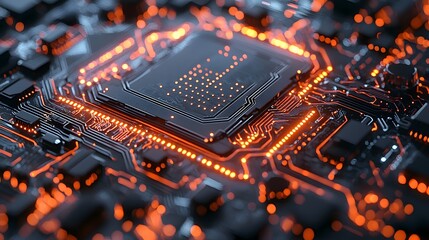 Poster - Intricate circuit board featuring complex pathways and electronic components for advanced technology applications