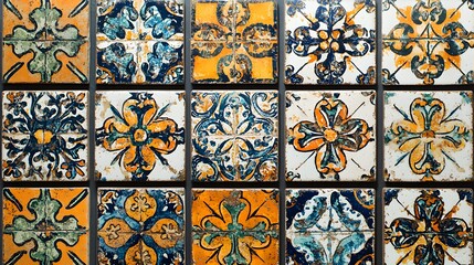 Poster - Vibrant tiled wall featuring a kaleidoscope of colors in a stunning mosaic design captivating the eye and imagination