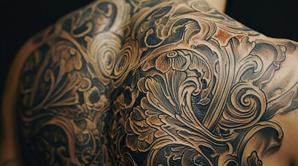  Bold and intricate tattoo details on a clients back.