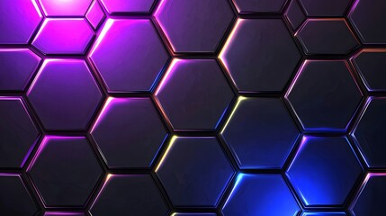 Poster - Mesmerizing hexagon pattern displaying purple and blue hues for a captivating visual experience and modern design