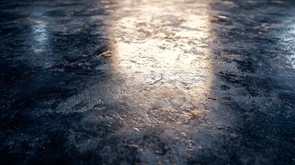 Poster - Wet surface with soft light shining through creating reflections and texture that evoke a sense of calm and serenity