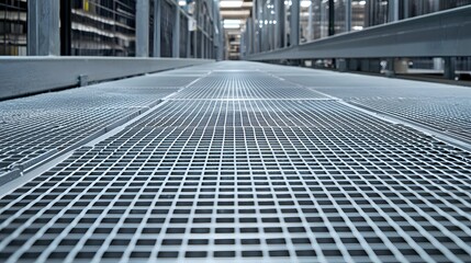 Poster - Metal grating with intricate patterns and openings forming a unique surface that is both functional and aesthetically pleasing