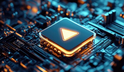 Poster - Play button on a circuit board (1)