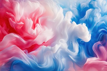 Poster - Pink, blue, white paint swirls, abstract art, studio, background design