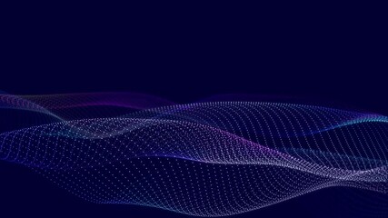 Leinwandbilder - Futuristic wave with many dots. Abstract motion background of colored dots. Technology or science. 3d rendering Seamless loop. 4K	
