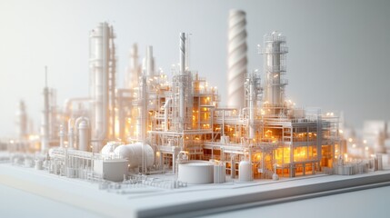 Poster - Detailed model of a city skyline with buildings and structures represented in a miniature format