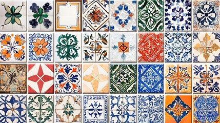 Poster - Vibrant wall covered in an array of colorful tiles, creating a stunning visual display of artistic expression and style