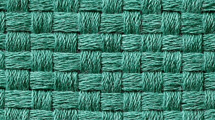 Poster - Beautifully woven green fabric displaying intricate patterns and textures, perfect for crafting or home decor projects