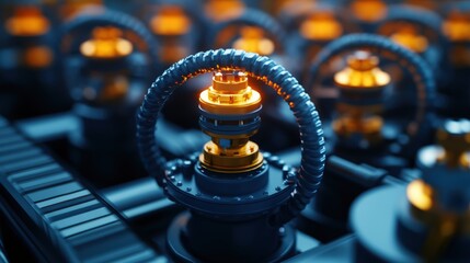 Aufkleber - Close up of a reflective metal object with illuminated light source and photographic detail