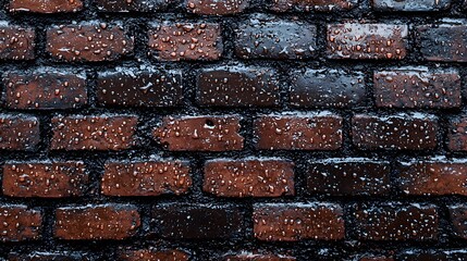 Poster - Snow-covered brick wall creating a beautiful contrast of textures and colors in a winter landscape scene