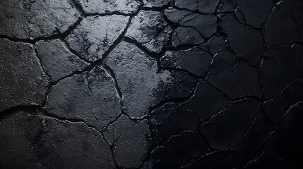 Poster - Cracked wall with distinctive patterns and textures reflecting the passage of time and environmental conditions over years
