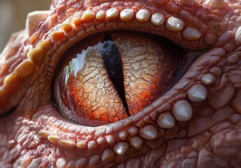 Poster - Close-Up of a Scaly Lizard Eye Highlighting Intricate Patterns, Textures, and Vibrant Colors in Nature’s Detail