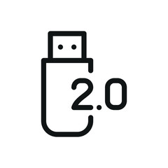 Poster - USB 2.0 line icon, usb 2.0 speed vector symbol with editable stroke