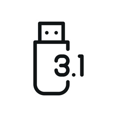 Aufkleber - USB 3.1 line icon, usb 3.1 speed vector symbol with editable stroke