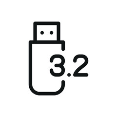 Aufkleber - USB 3.2 line icon, usb 3.2 speed vector symbol with editable stroke