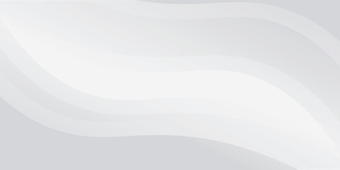 Poster - 3D white geometric abstract background overlap layer on bright space with waves decoration
