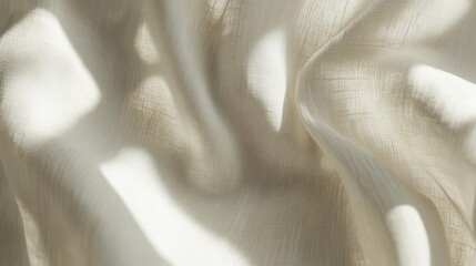 Poster - Soft White Fabric with Graceful Drapes and Gentle Light Creating Beautiful Textures in a Minimalist Setting