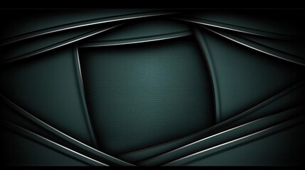 Poster - Dark green background with geometric shapes, creating an abstract and modern wallpaper. Copy space, commercial use