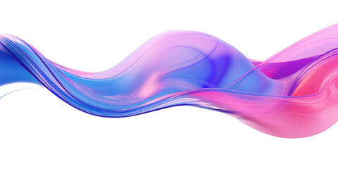 blue pink purple wave fluid holographic Iridescent 3d render on transparent background