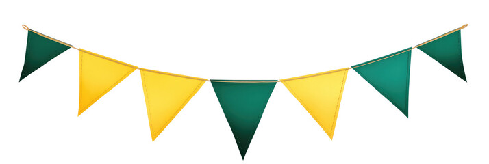 Wall Mural - green and yellow bunting banner isolered on transparent background