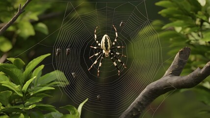 spider web with dew drops