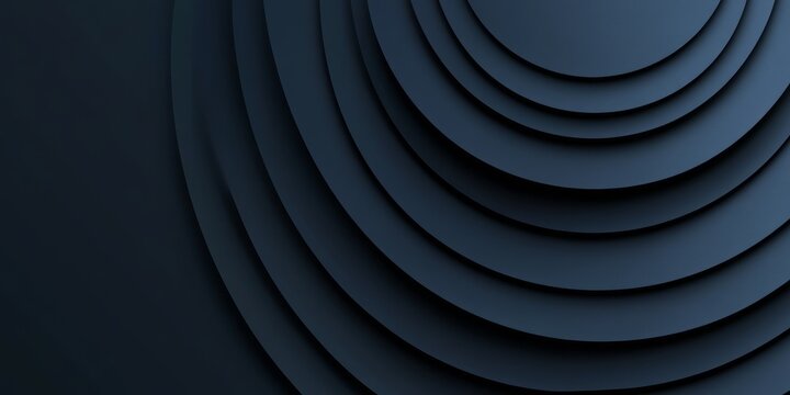 Abstract dark blue layered concentric circles and plain background