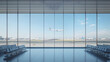 © Peter - A panoramic view of an airport terminal, with large windows overlooking the runway and airplanes visible outside